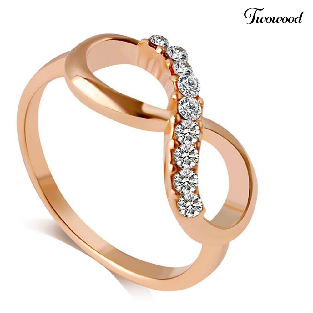 Cincin Desain Infinity 8 Aksen Zircon Untuk Wanita