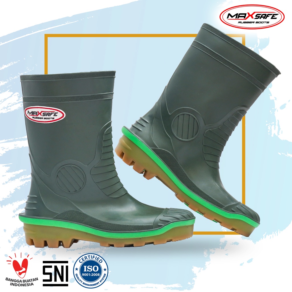 Sepatu Boot Pendek SNI Termurah Max Safe 1333 Hijau Scotlight