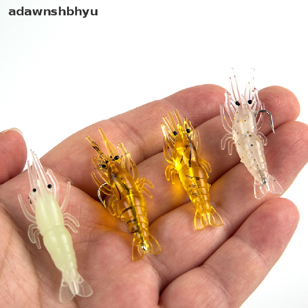 Adawnshbhyu 10Pcs 4cm Cacing Umpan Udang Lembut Buatan Untuk Memancing Umpan Hook Crankbait Lures