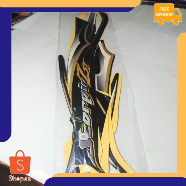 Stiker Body & Lis Bodi & Striping Scorpio Z 2011 Hitam Emas