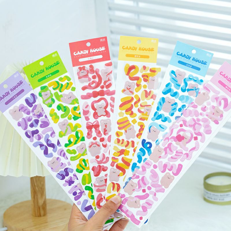 

2pcs Stiker Confetti Pelangi Candy Bear untuk Dekorasi DIY Scrapbook/ Jurnal/ Planner/ Diary