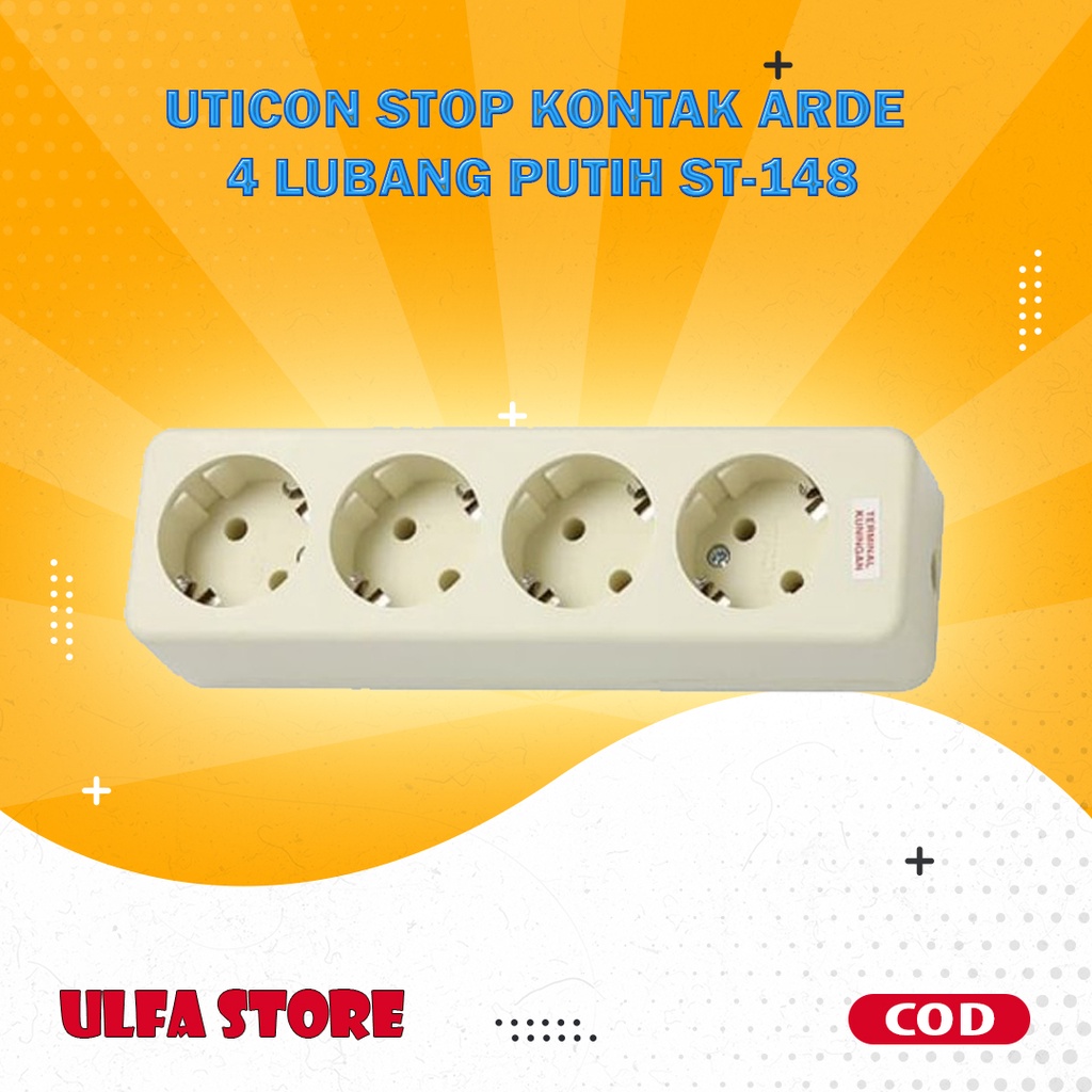 UTICON STOP KONTAK ARDE 4 LUBANG PUTIH ST-148 (HRG GROSIR) ST148 2P LOBANG SNI ORIGINAL PROMO MURAH 