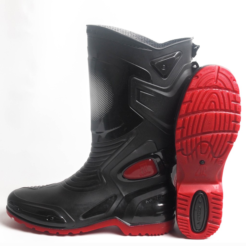 SEPATU BOOT TINGGI AP BOOTS AP MOTO 3 HITAM MERAH SEPATU BOOT KARET BIKERS MOTOR SEPATU ANTI SLIP FA