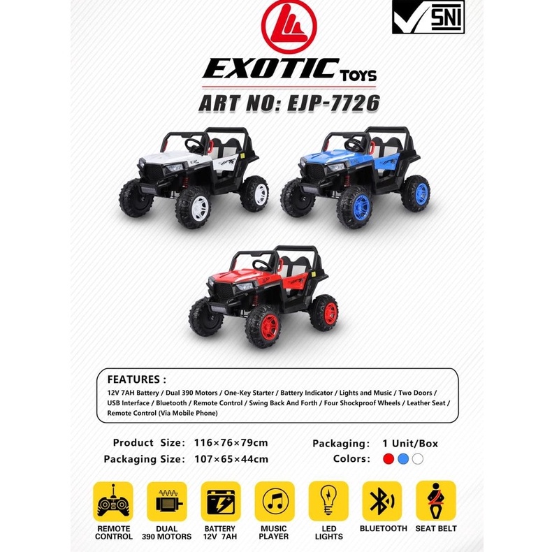 Mainan Mobil Aki Anak Jeep Cherooke EJP 7726 Exotic