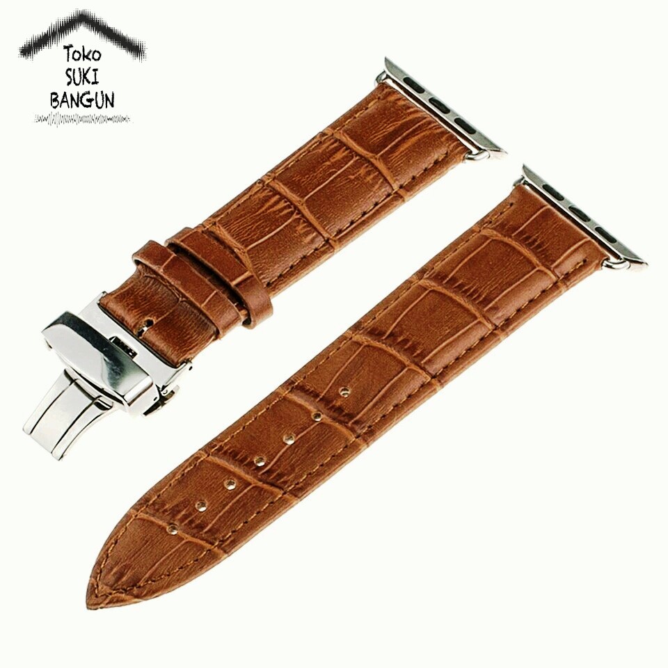 Strap Apple Watch Series 8 7 6 5 4 3 2 1 41mm 40mm 38mm TALI JAM Kulit Leather Butterfly Folding