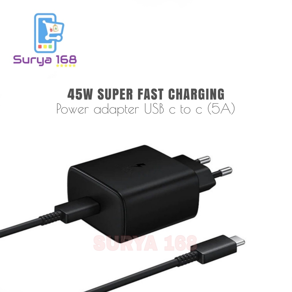 CHARGER CASAN CHARGE TRAVEL ADAPTER SUPER FAST CHARGING TYPE C TO TYPE C SAMSUNG 45 WATT