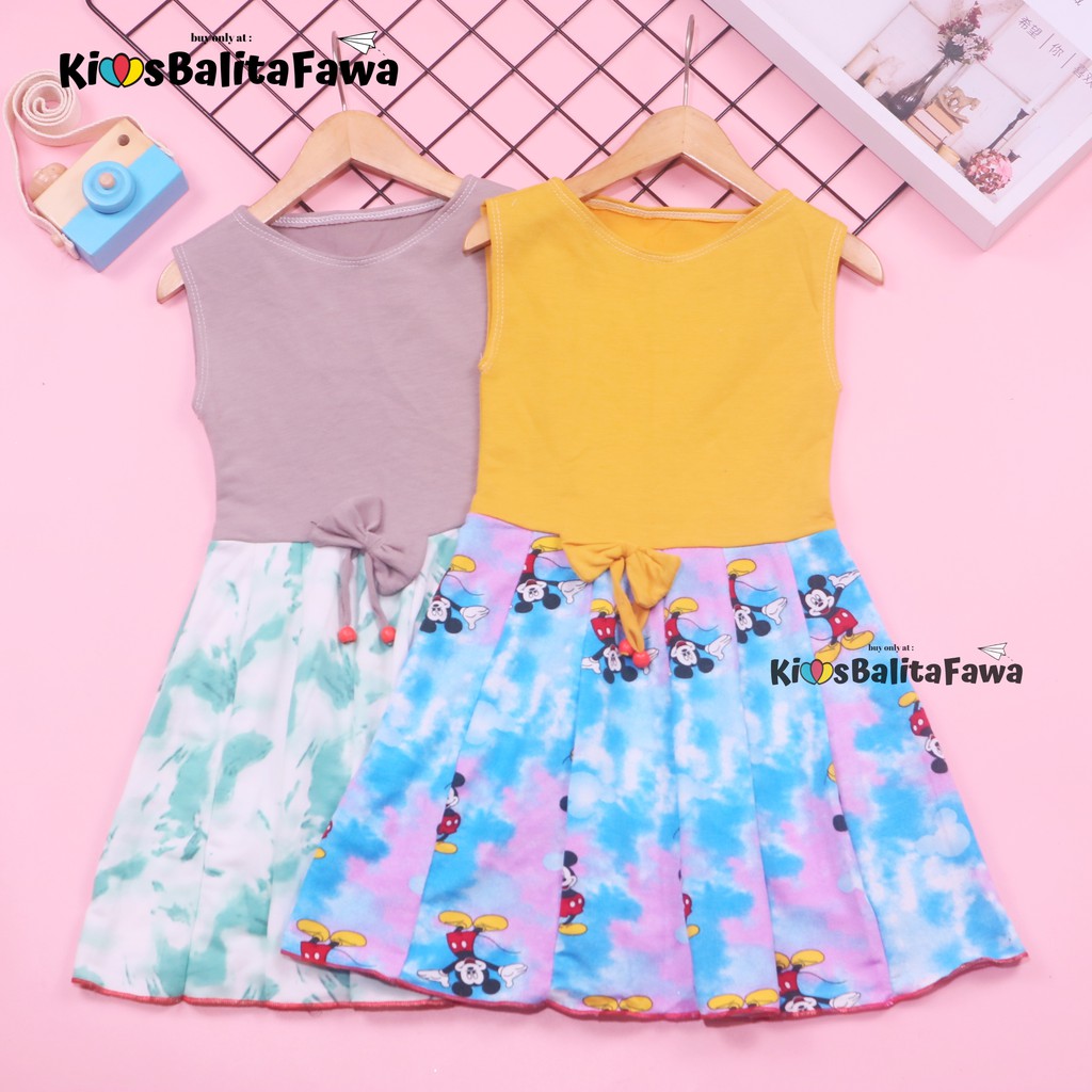 Dress Angel uk 3-4 Tahun / Dres Anak Perempuan Cewek Baju Motif Murah Casual Pesta Yukensi Adem