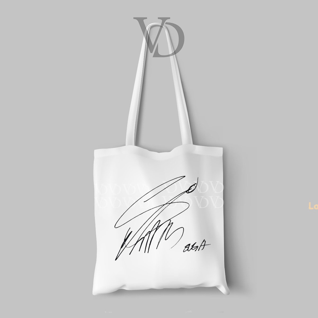 TOTE BAG BAHAN KANVAS MOTIF KOREAN signature / totebag kpop