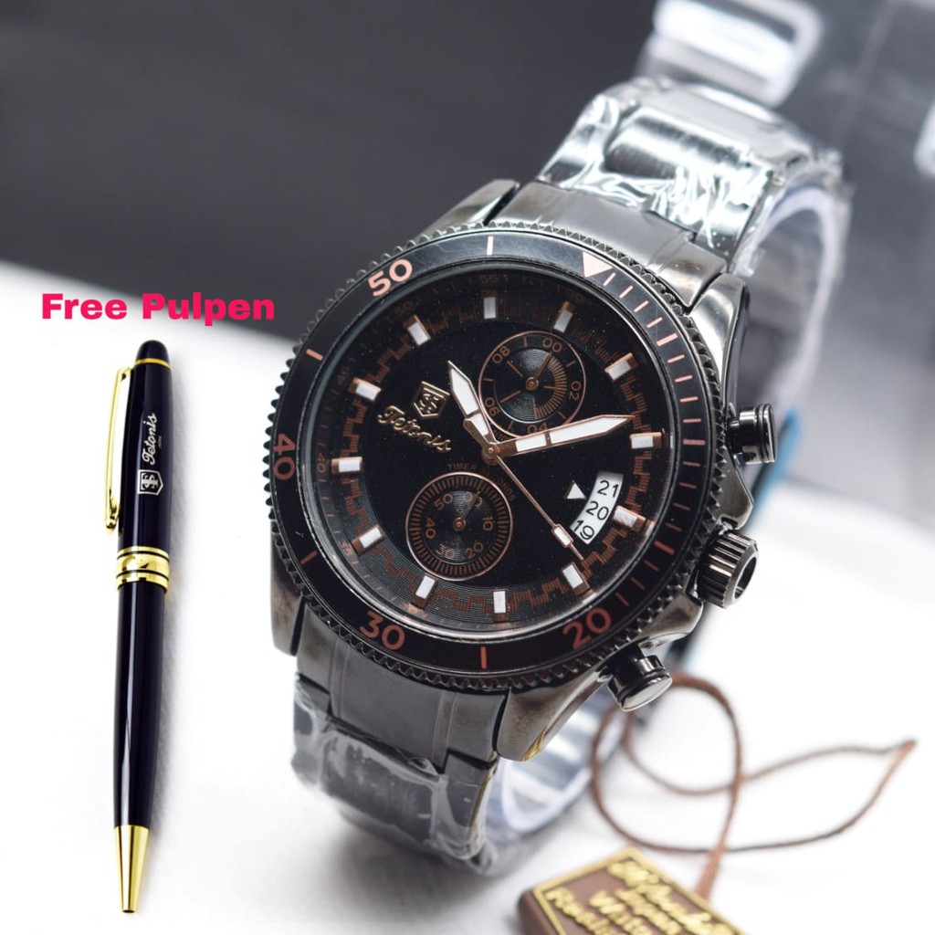 JAM TANGAN PRIA TETONIS AZTEC CHRONO RANTAI ORIGINAL BONUS PEN