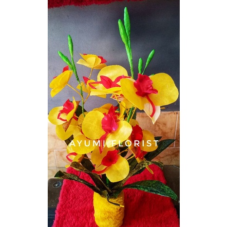 Bunga hias hand made jumbo anggrek dari plastik kresek