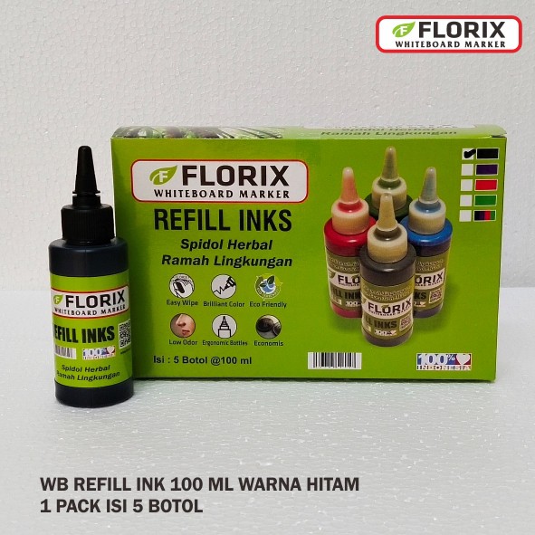 Tinta RefilL Spidol Whiteboard Marker FLORIX 100 ml 1 Pack isi 5 botol