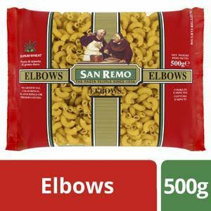 

PASTA-ANEKA- SAN REMO ELBOW MACARONI PASTA 500GR / SAN REMO MACARONI -ANEKA-PASTA.