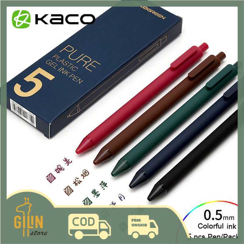 

Pulpen 1 Pack Vintage Gel Pen Pena Pulpen 0.5mm 5 PCS (Colorful)-gilinstore