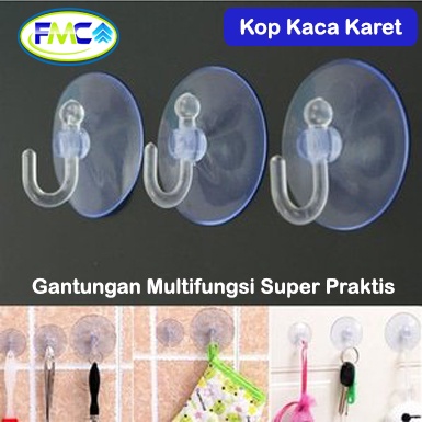 Kop Kaca Karet Gantungan Tempel Hook Kaca Kait Dop Tempat Sabun Handuk Aksesoris Masker