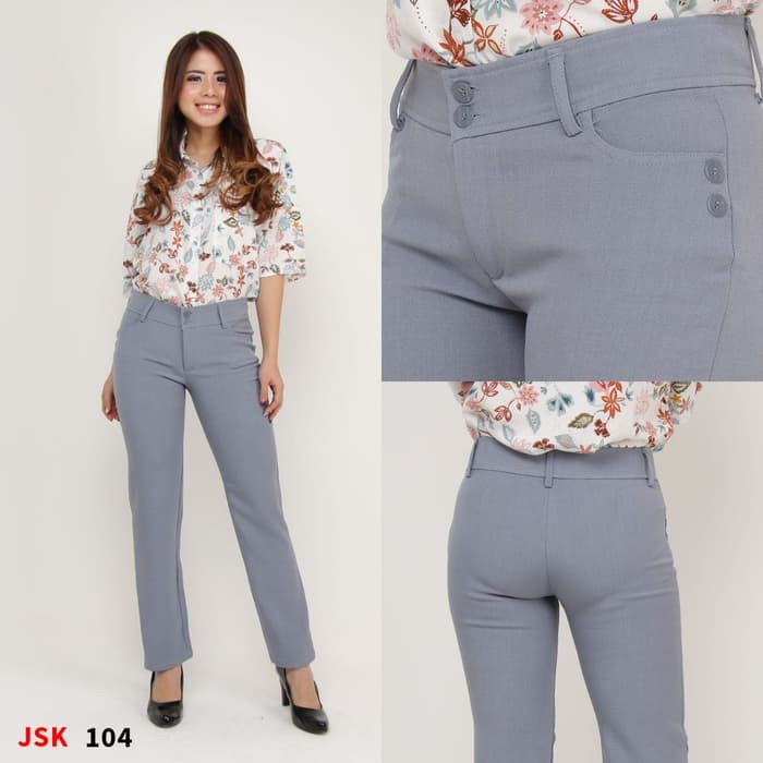 Celana Kain Panjang Kantor Kuliah Outfit Wanita Kekinian Stylis If694 Bahan Kerja Formal Kantor Js Shopee Indonesia