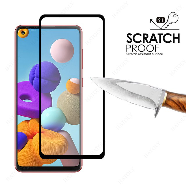 SAMSUNG A21S TEMPERED GLASS 9D FULL COVER FULL SCREEN ANTI GORES KACA