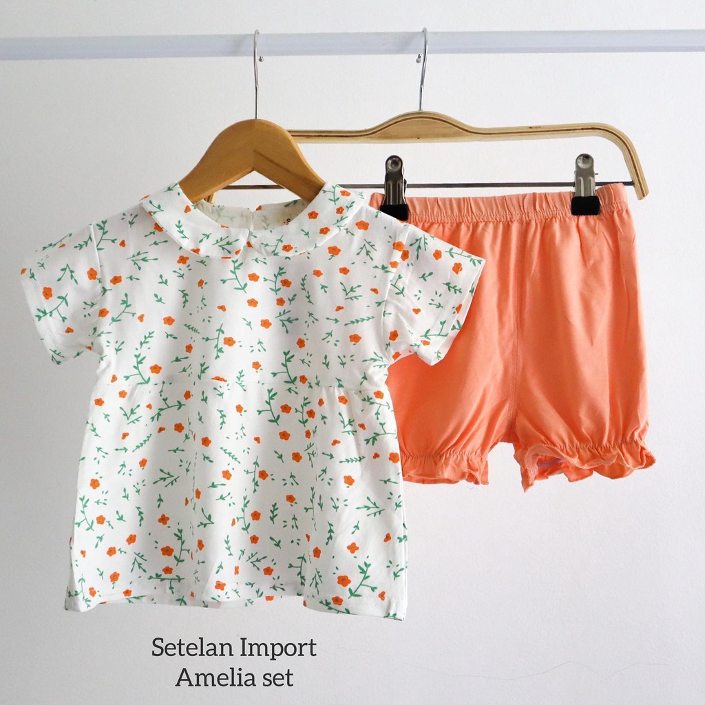 SET ASLI IMPORT AMELIA / MICHI Baju Setelan Jumper Kaos Pergi Lucu Fashion Anak Bayi Perempuan Cewek Terlaris Lucu Murah