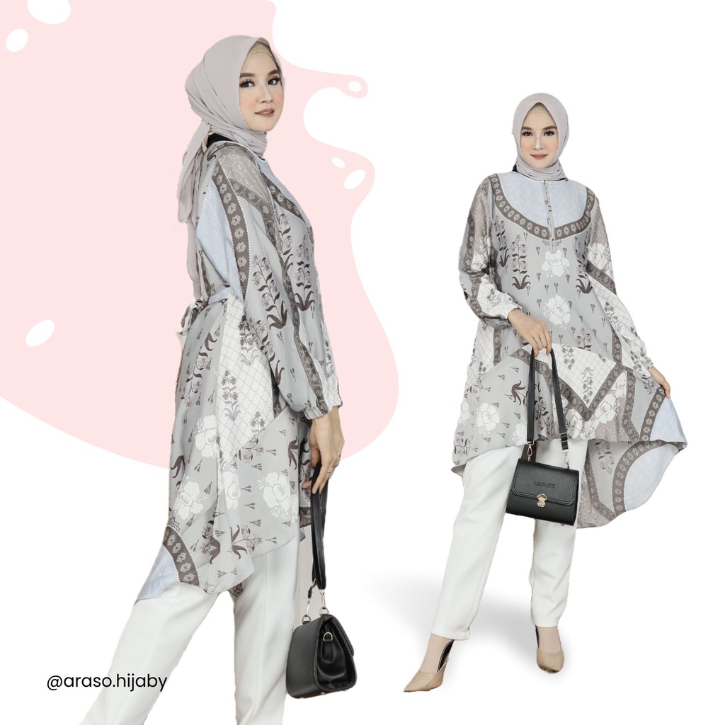 ARASO TUNIK - TUNIK MOTIF BUNGA / TUNIK SILK BUSUI / TUNIK RESLETING DEPAN / TUNIK MAXMARA