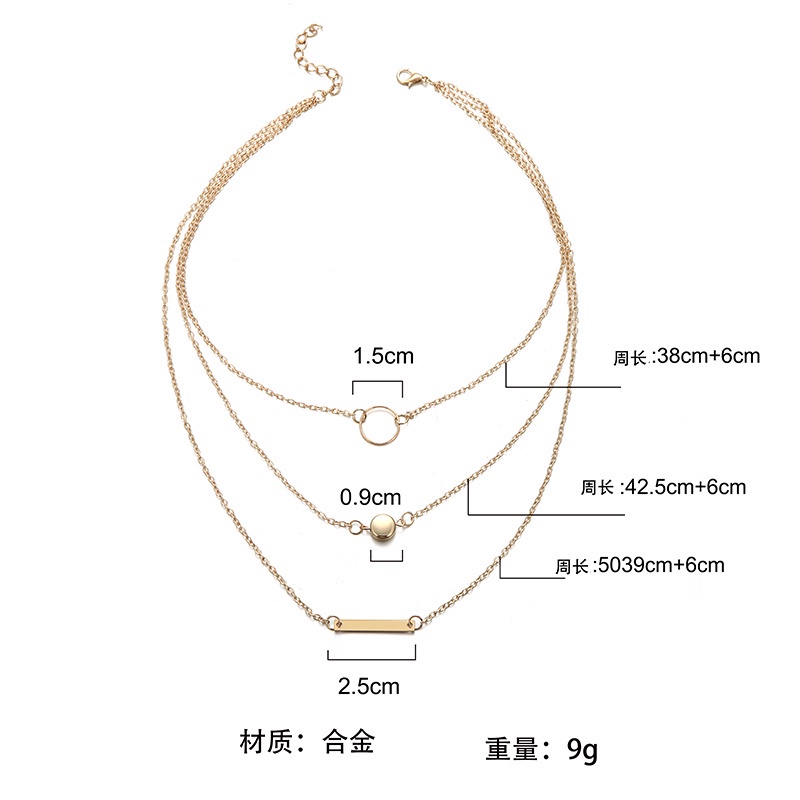 [✅READY STOCK] Paduan Sederhana Kalung Lingkaran Geometris Liontin Multi-elemen Kombinasi Fashion Liar Wanita  Penjualan Panas Mode