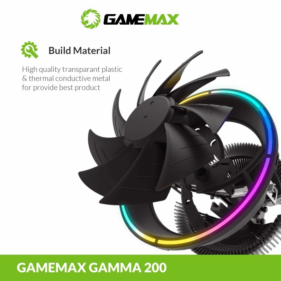 GAMEMAX GAMMA 200 Rainbow RGB CPU Cooler LGA Gaming Intel AMD Combo