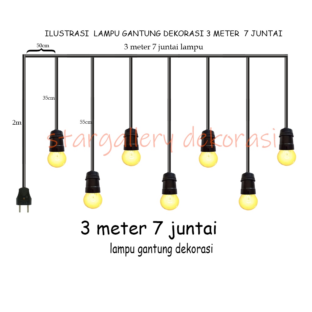 Jual Kabel Fitting Gantung Dekorasi Meter Juntai Dekorasi Cafe Hias Pelaminan Backdrop