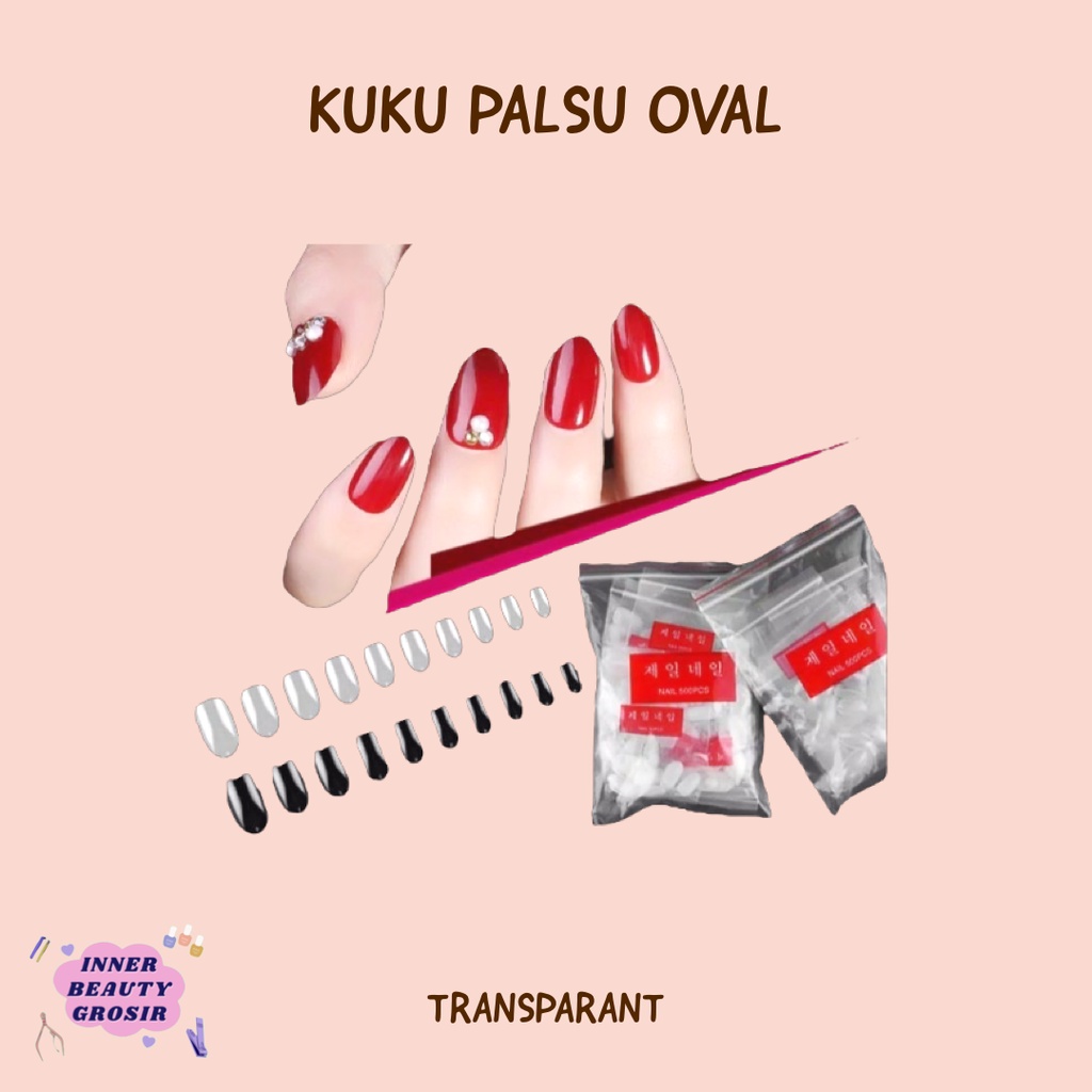 Set  Kuku Palsu / Kuku Palsu Oval Transparan / Kuku Palsu Nail Art / Fake Nail Full Tip Oval