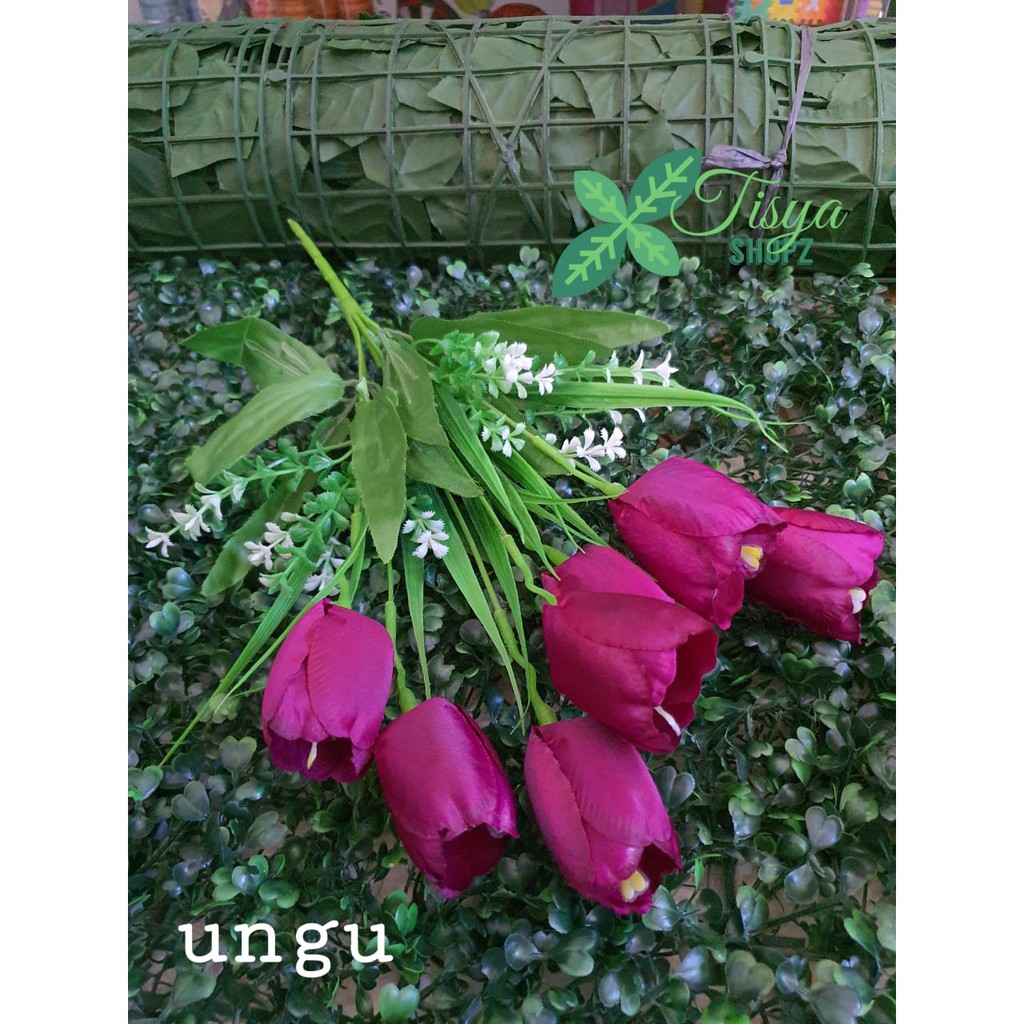 Bunga Tulip isi 7 kuntum / bunga tulip artificial bunga plastik [ TANPA POT ]