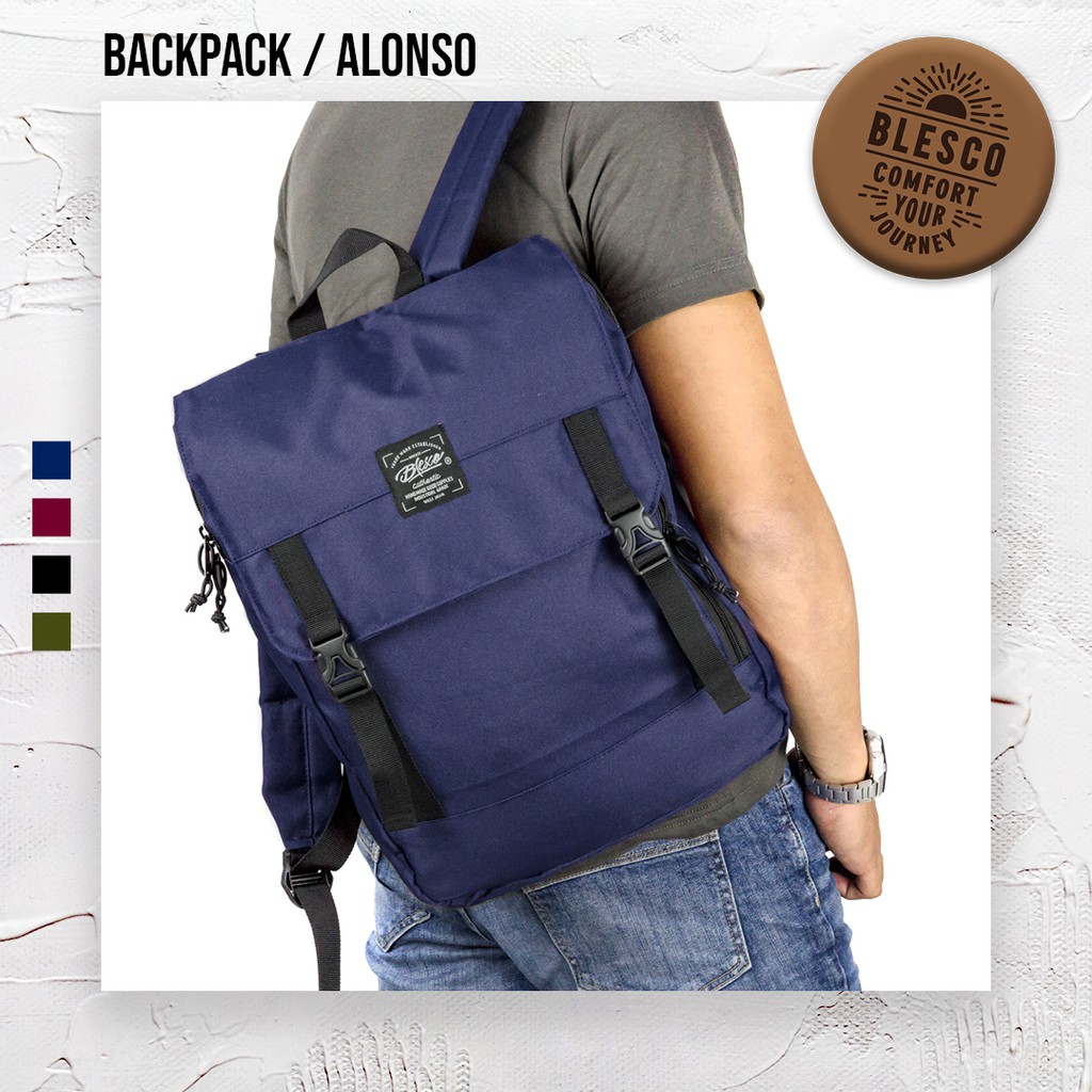 Tas Punggung Pria Warna Navy - Blesco Alonso Ransel Kuliah Tas Laptop 14 inch