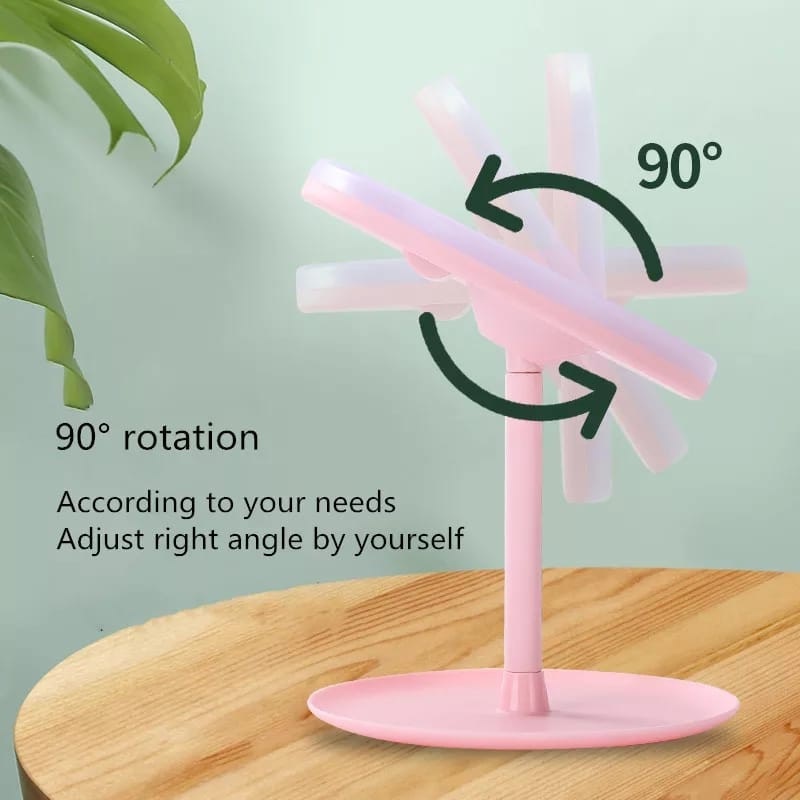 HOVELSHOP Desktop LED Cermin Rias Makeup Mirror Rotasi 90 Derajat Touchscreen Bulat Free Charge-4