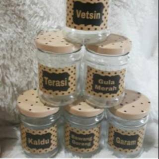 Toples bumbu dapur  bahan kaca  ukuran kecil 1 set isi 