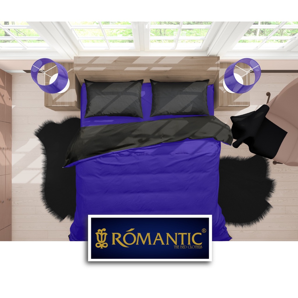 Two Tone Bedcover ROMANTIC Hitam x Ungu aesthetic Bandung