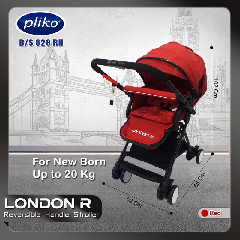 Makassar - Stroller Pliko London R BS-628 Bisa Menghadap Depan Belakang / Kereta Dorong Bayi