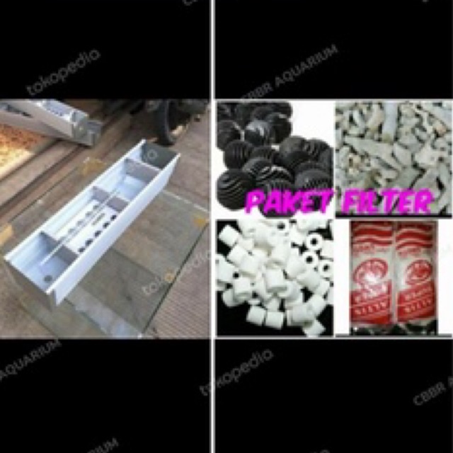 filter talang aquarium 80cm+media filter lengkap