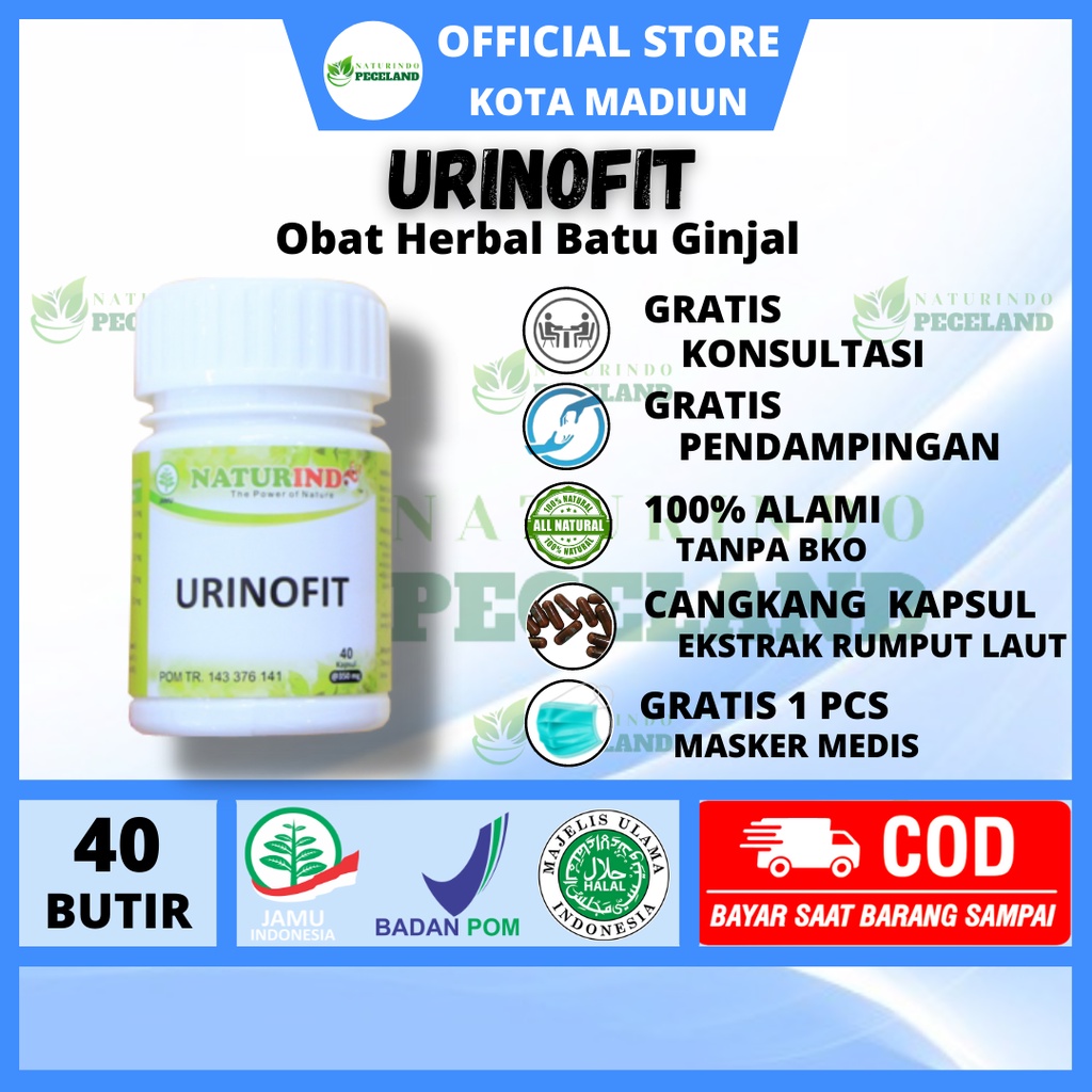 Obat Herbal Batu Ginjal Gagal Bengkak Prostat Anyang Anyangen Pipis Berbuih URINOFIT NATURINDO Madiu