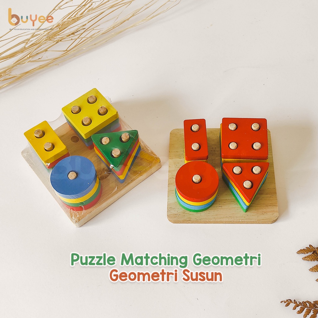 BUYEE GIFT - Geometric Shape Stack Board | Papan Susun Bentuk Geometri Pasak Kayu