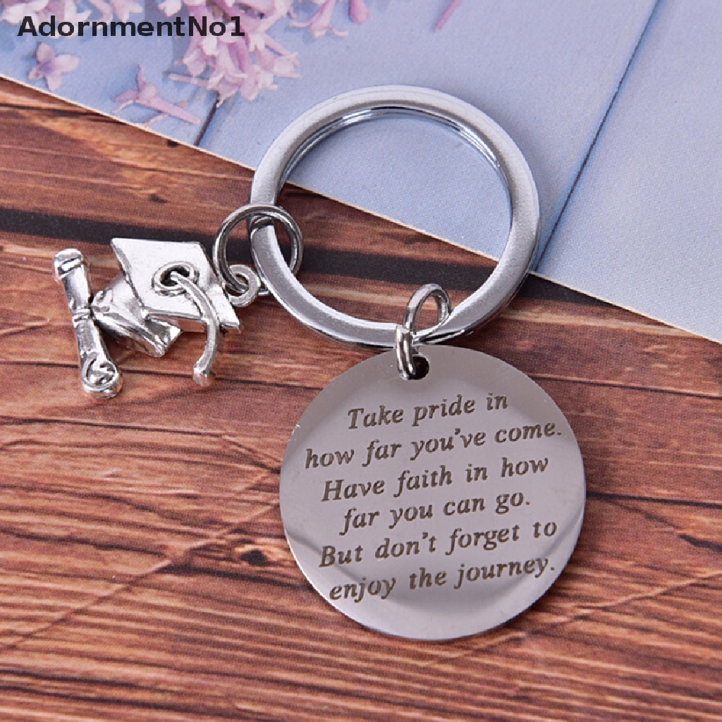 (AdornmentNo1) Gantungan Kunci Stainless Steel Motif Graduate in Pride Untuk Hadiah Kelulusan 2019