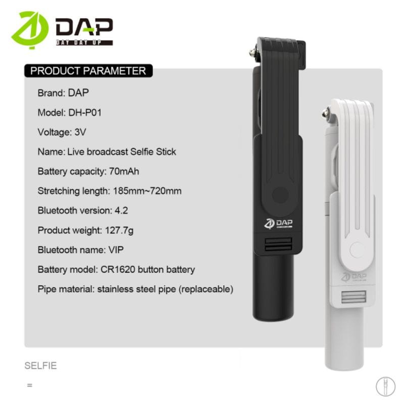 Tongsis Bluetooth DAP DH-P01 ORIGINAL Tongkat Selfie Wireless DAP DH-P01 ORIGINAL