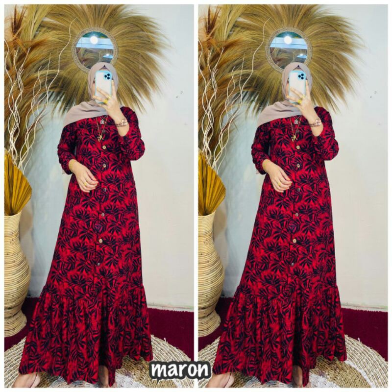 Gamis full kancing rempel bawah MURAH