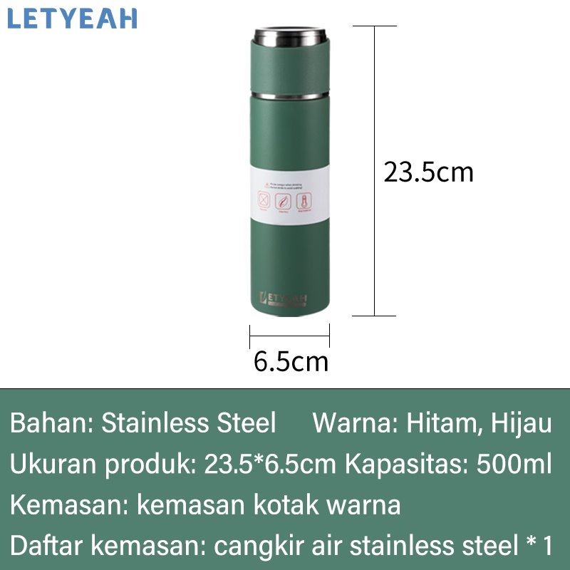 letyeah 500ml Termos air panas /dingin portable / botol minum vacuum flask stainless