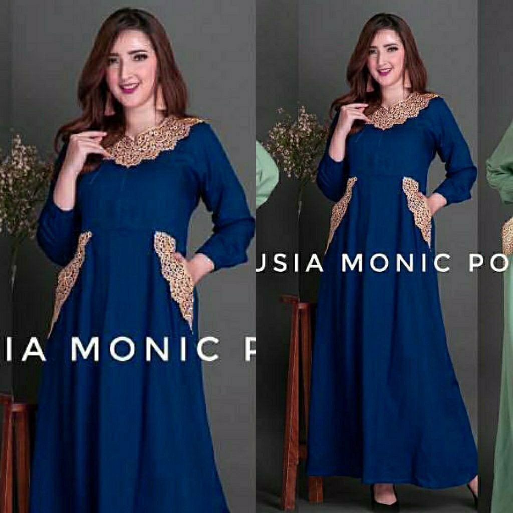 Daster arab renda Dlusia Monic Polos TP lengan panjang Sabanastore