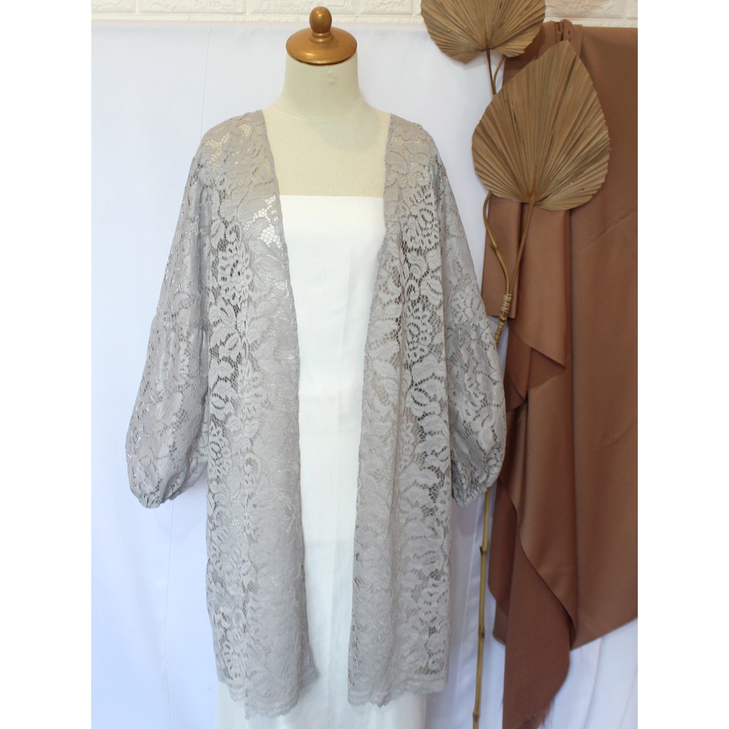Blazer Brukat Lengan Kerut