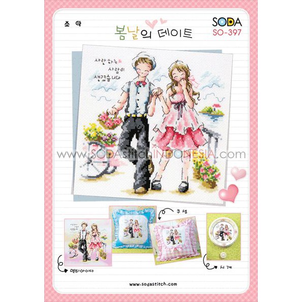 Paket DIY Craft Sulam Kristik Strimin Sodastitch SO-397 - Date In Spring Korea Couple