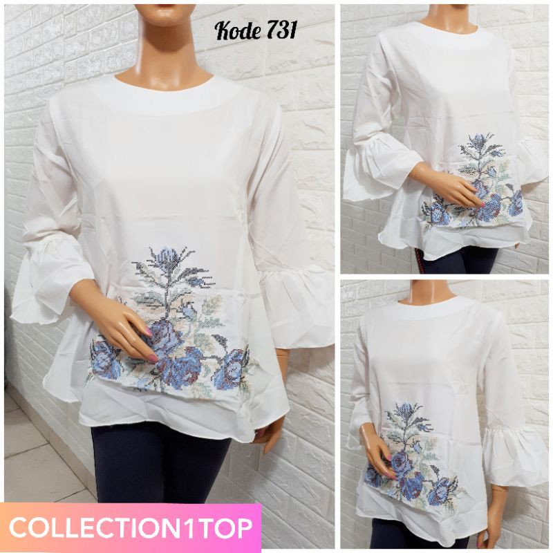 BLOUSE WANITA / ATASAN BORDIR WANITA / ATASAN PUTIH