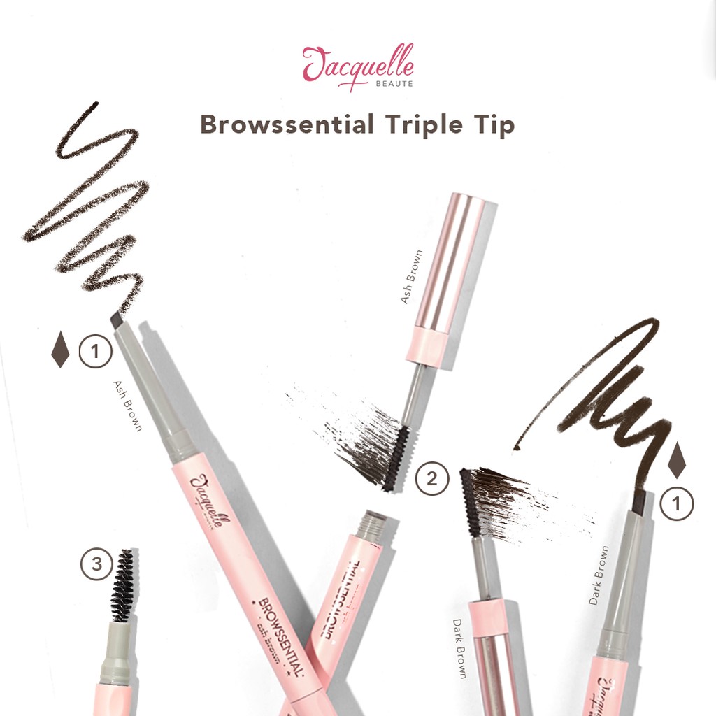 Jacquelle Browssential Multitasking Eyebrow Pencil - 3in1 Pensil Alis, Browcara, &amp; Spoolie