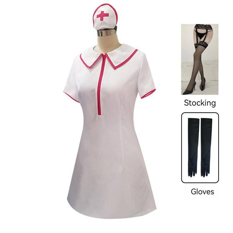 【Wetrose】Anime Chainsaw Man Makima Reze Power Denji Aki Kobeni Wanita Women Suit Daily Nurse Devil Hunter Costume Cosplay Kostume Set, Wig