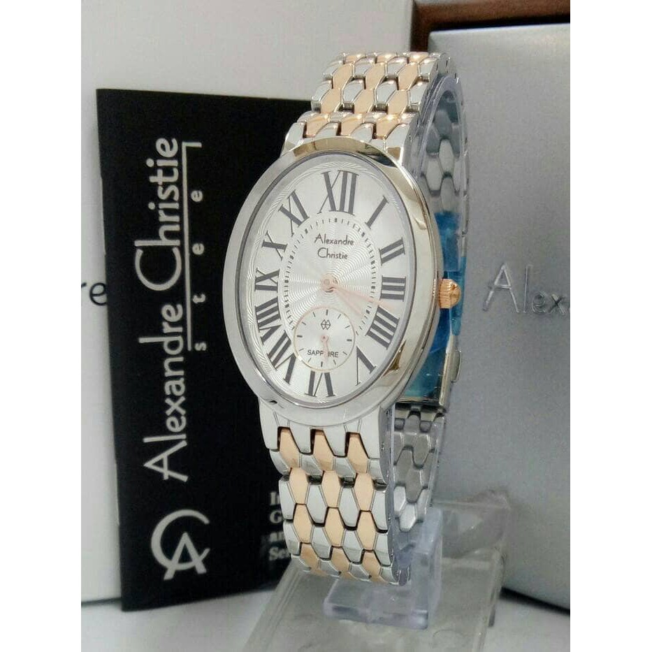 ALEXANDRE CHRISTIE WATCH AC 2667 WANITA SILVER COMBI WHITE KACA ANTI GORES