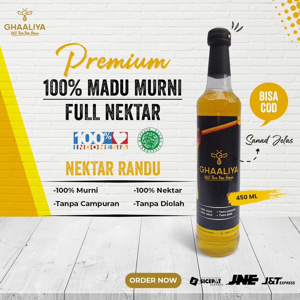 

MADU MURNI ASLI GHAALIYA NEKTAR BUNGA RANDU 450ml