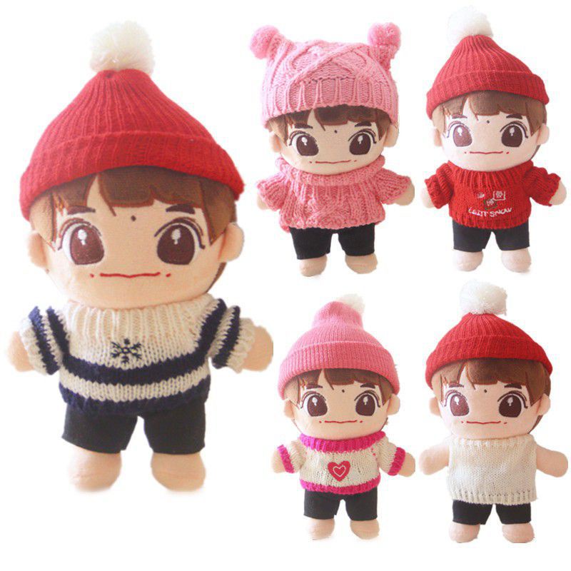 【Ready Stock】22cm Kpop BTS Doll JungKook JIMIN SUGA RM JIN JHOPE V Plush Clothes Soft Stuffed Toy