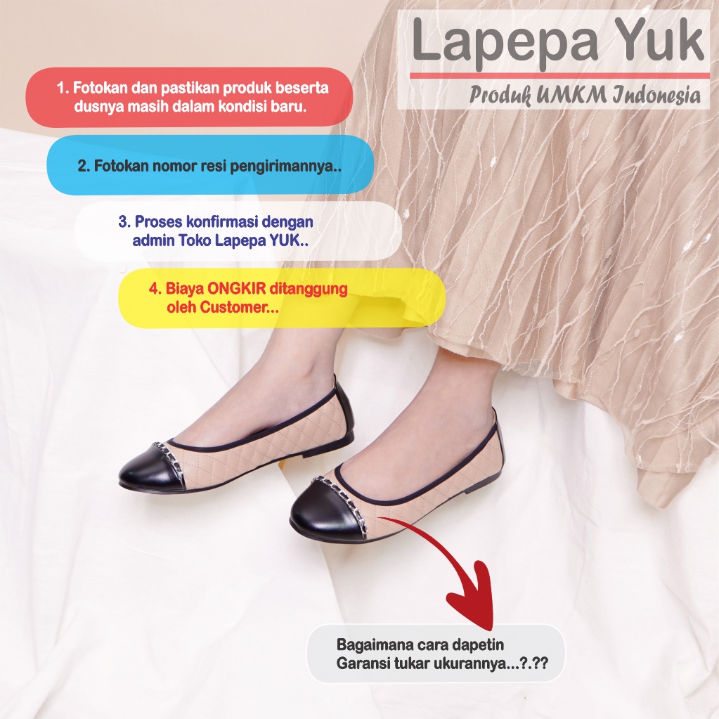 LAPEPA YUK - Sepatu Flat Shoes Wanita ZALFA Untuk Kerja kantor Spatu Flatshoes Kasual Cewek Kuliahan Jalan Santai Casual Empuk Nyaman Slop Lancip Warna Mocca Coksu Brown Cokelat SOft Selop Premium Original Kekinian Terbaru Shoes ORI Mall Official Store