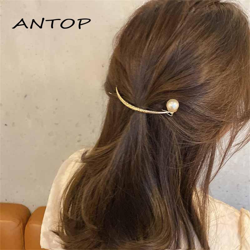 Jepit Rambut Bahan Metal Aksen Mutiara Untuk Wanita